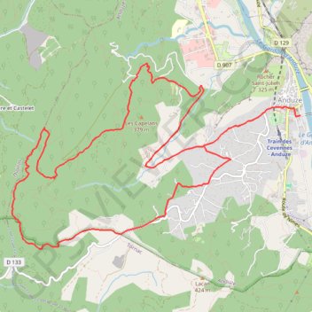 Itinéraire Anduze, distance, dénivelé, altitude, carte, profil, trace GPS