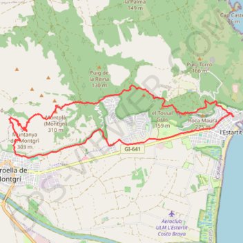 Itinéraire Boucle Siera de Montgri, distance, dénivelé, altitude, carte, profil, trace GPS