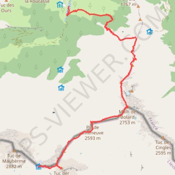 Itinéraire 877 Port d'Urets Mail de Bulard, distance, dénivelé, altitude, carte, profil, trace GPS