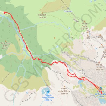 Itinéraire Cabane de Turgilla par cirque de Cagateille, distance, dénivelé, altitude, carte, profil, trace GPS