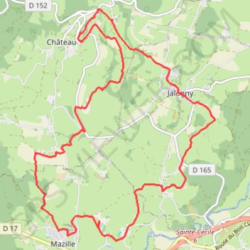 Itinéraire Circuit Mazille -Vaux -Jalogny-Château, distance, dénivelé, altitude, carte, profil, trace GPS