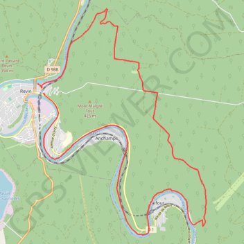 Itinéraire Revin - Manises - Laifour, distance, dénivelé, altitude, carte, profil, trace GPS