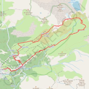 Itinéraire Col Noir et Col Rosset depuis Pralognan, distance, dénivelé, altitude, carte, profil, trace GPS