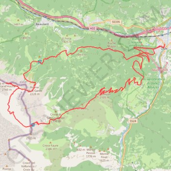 Itinéraire Grand Hoche (alta val Susa), distance, dénivelé, altitude, carte, profil, trace GPS