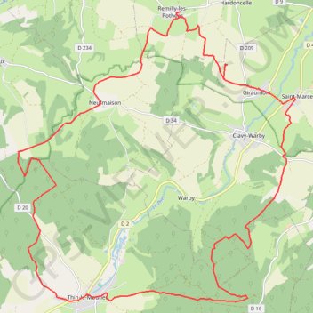 Itinéraire De Remilly-lès-pothées à Thin-le-Moutier, distance, dénivelé, altitude, carte, profil, trace GPS