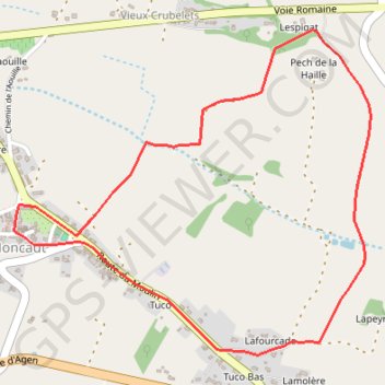 Itinéraire Balade en Gascogne - Moncaut, distance, dénivelé, altitude, carte, profil, trace GPS