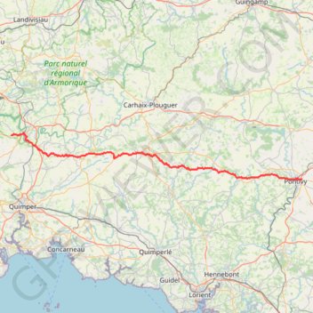 Itinéraire De Châteaulin à Rescourio, distance, dénivelé, altitude, carte, profil, trace GPS