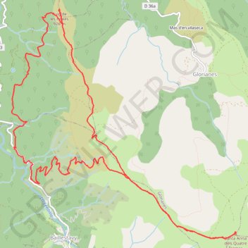 Itinéraire Santa Anna dels Quatre Termes, distance, dénivelé, altitude, carte, profil, trace GPS