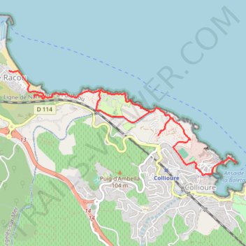 Itinéraire D'Argelès à Collioure par le sentier côtier, distance, dénivelé, altitude, carte, profil, trace GPS