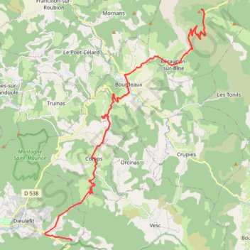 Itinéraire Dieulefit Col de la chaudière, distance, dénivelé, altitude, carte, profil, trace GPS
