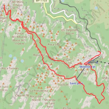 Itinéraire Montserrat, distance, dénivelé, altitude, carte, profil, trace GPS