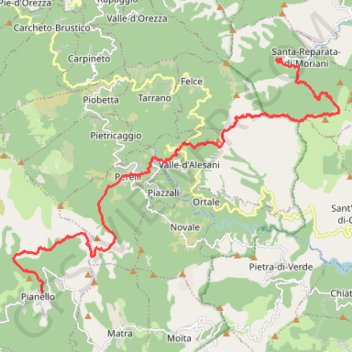 Itinéraire Mare a Mare Nord - De I Pienti à Pianellu, distance, dénivelé, altitude, carte, profil, trace GPS