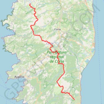 Itinéraire GR 20 - Traversée de la Corse, distance, dénivelé, altitude, carte, profil, trace GPS