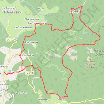 Itinéraire Le Grun de Chignore court, distance, dénivelé, altitude, carte, profil, trace GPS