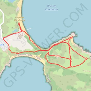 Itinéraire Baie de Rondinara, distance, dénivelé, altitude, carte, profil, trace GPS