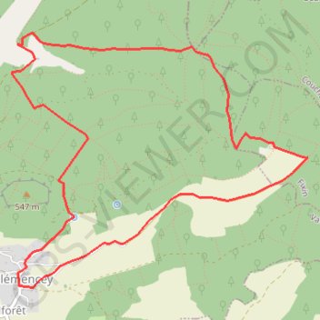 Itinéraire Autour de clémencey, distance, dénivelé, altitude, carte, profil, trace GPS