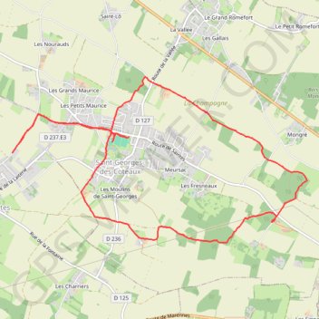 Itinéraire Rando Saint-Georges-des-Coteaux (17), distance, dénivelé, altitude, carte, profil, trace GPS