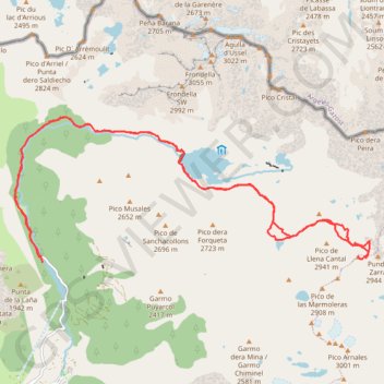 Itinéraire Pico Gaurier, distance, dénivelé, altitude, carte, profil, trace GPS