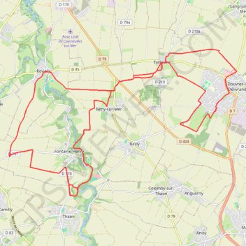 Itinéraire Douvres - Thaon, distance, dénivelé, altitude, carte, profil, trace GPS