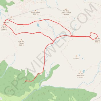 Itinéraire Tucs de Guilhèm et de Somont depuis Mont, distance, dénivelé, altitude, carte, profil, trace GPS
