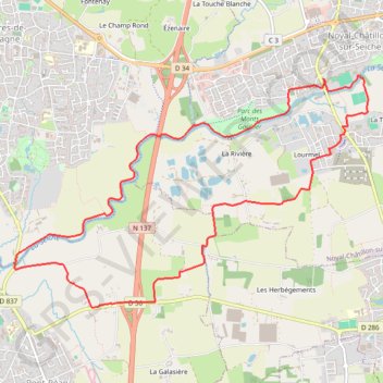 Itinéraire La campagne jusqu'à Pont-Péan et retour en longeant la Seiche, distance, dénivelé, altitude, carte, profil, trace GPS