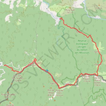 Itinéraire Puig dels Quatre Termes en traversée du col de l'Ullat à La Farga, distance, dénivelé, altitude, carte, profil, trace GPS