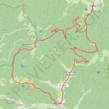 Itinéraire Alsace Haut Rhin Mollau col des perches gresson rimbach col de rimbach mollau, distance, dénivelé, altitude, carte, profil, trace GPS