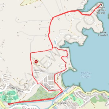 Itinéraire ⛹️ Trace Boucle Canal du François, Pointe Courchet, Allée du Rocher, Feux Pointe Degras, distance, dénivelé, altitude, carte, profil, trace GPS