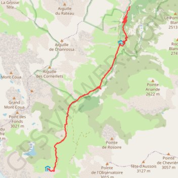Itinéraire PRALOGNAN, distance, dénivelé, altitude, carte, profil, trace GPS