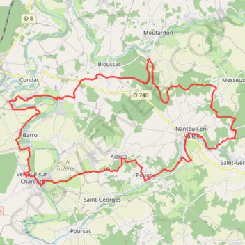 Itinéraire Condac Rejallant - Circuit VTT n°4 - 41km, distance, dénivelé, altitude, carte, profil, trace GPS