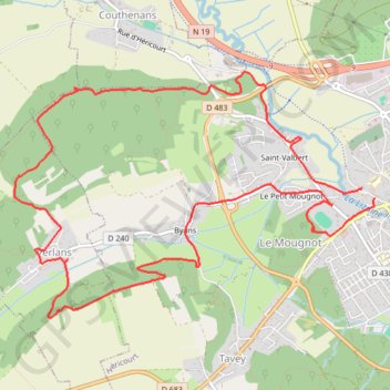 Itinéraire Héricourt à Verlans, distance, dénivelé, altitude, carte, profil, trace GPS