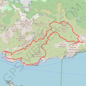 Itinéraire La Tête de la Mélette depuis Callelongue, distance, dénivelé, altitude, carte, profil, trace GPS