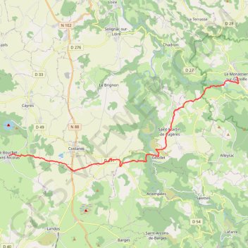 Itinéraire Chemin de Stevenson - Le Monastier vers Le Bouchet, distance, dénivelé, altitude, carte, profil, trace GPS