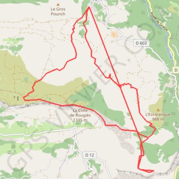 Itinéraire Cipières cavillore, distance, dénivelé, altitude, carte, profil, trace GPS