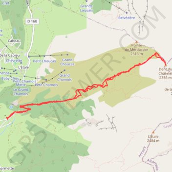 Itinéraire Dent du Chatelet, distance, dénivelé, altitude, carte, profil, trace GPS