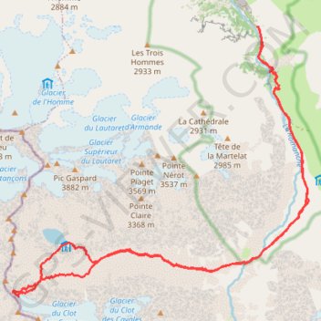 Itinéraire Clos des Cavales brèche nord, distance, dénivelé, altitude, carte, profil, trace GPS