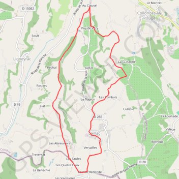 Itinéraire Les petites crêtes - Saillac - Pays de la vallée de la Dordogne Corrézienne, distance, dénivelé, altitude, carte, profil, trace GPS