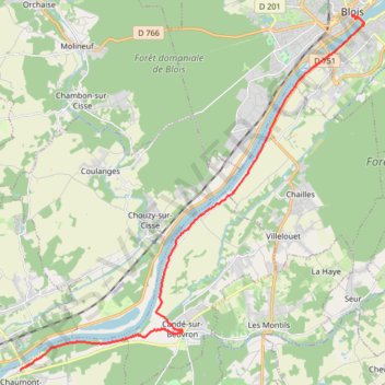 Itinéraire etape 09 Blois - Chaumont sur Loire, distance, dénivelé, altitude, carte, profil, trace GPS