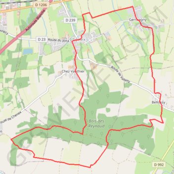 Itinéraire Chenex germany bellosy, distance, dénivelé, altitude, carte, profil, trace GPS