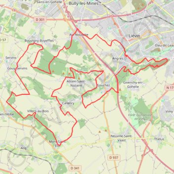 Itinéraire Grand Trail Nocturne des hauts de France 2021 61 km, distance, dénivelé, altitude, carte, profil, trace GPS