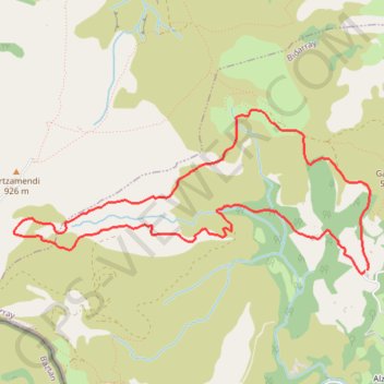 Itinéraire Tour du Ravin de Zelhai (Artzamendi versant S) depuis Olhatea, distance, dénivelé, altitude, carte, profil, trace GPS