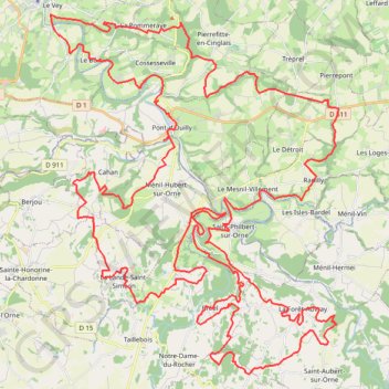 Itinéraire La Suisse Normande, distance, dénivelé, altitude, carte, profil, trace GPS