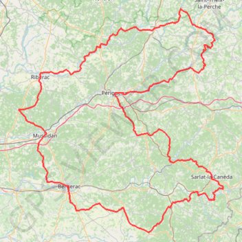 Itinéraire Tour de la Dordogne Cyclotouriste - option courte, distance, dénivelé, altitude, carte, profil, trace GPS