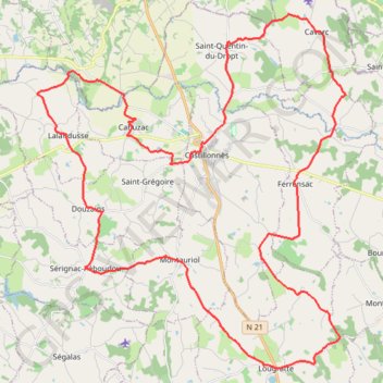 Itinéraire Circuit des Pruniers d'Ente - Catillonnès, distance, dénivelé, altitude, carte, profil, trace GPS