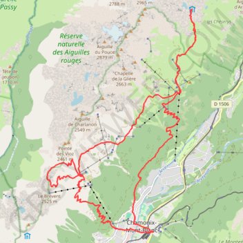 Itinéraire Traversée des Aiguilles Rouges, distance, dénivelé, altitude, carte, profil, trace GPS
