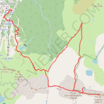 Itinéraire Pics St Barthélémy et Soularac, distance, dénivelé, altitude, carte, profil, trace GPS