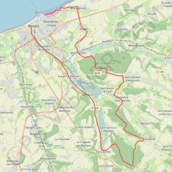 Itinéraire Les trois forêts - Dieppe, distance, dénivelé, altitude, carte, profil, trace GPS