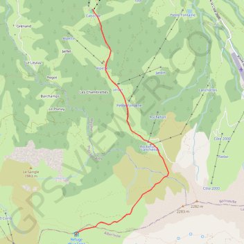 Itinéraire De Rochebrune au refuge de la croix de pierre, distance, dénivelé, altitude, carte, profil, trace GPS