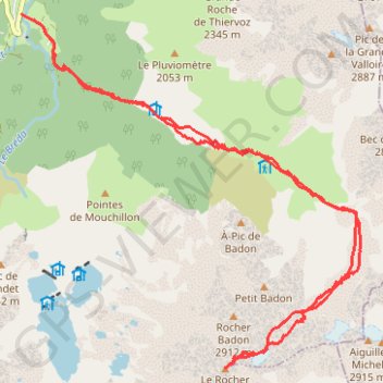 Itinéraire Belledone-Rocher Blanc depuis la Martinette (voie normale), distance, dénivelé, altitude, carte, profil, trace GPS