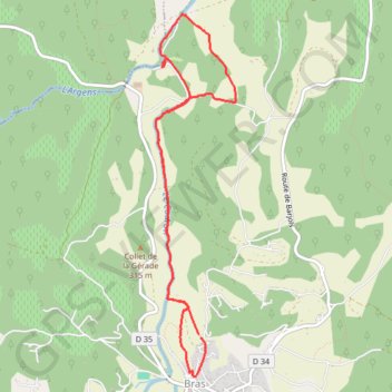 Itinéraire Bras-Le Tombereau-Pont Saint Sumian, distance, dénivelé, altitude, carte, profil, trace GPS